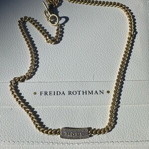 Freida Rothman Cuban Link HOPE Necklace 17” W/Suede Jewelry Box & FR Travel Case